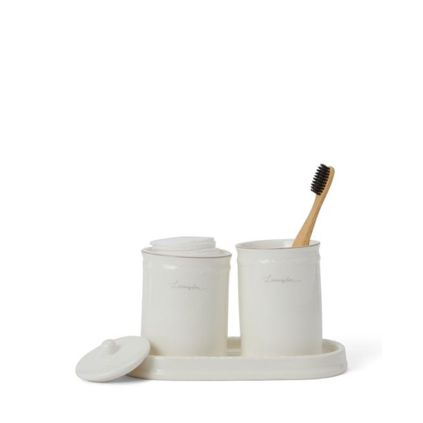 Lexington Icons Porcelain Cosmetic Tray, White/Beige