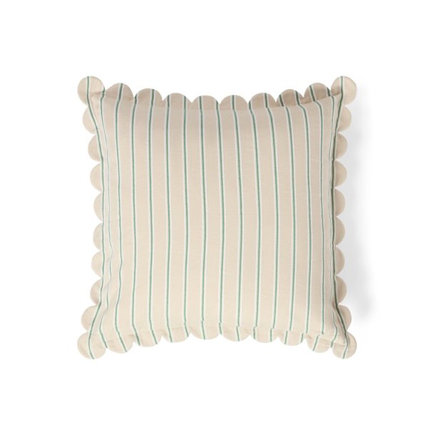 Lexington Striped Organic Cotton Scallop Wing Pude-betr�k, Beige