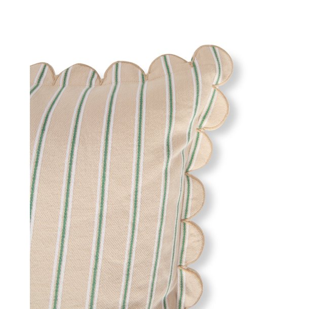 Lexington Striped Organic Cotton Scallop Wing Pude-betr�k, Beige