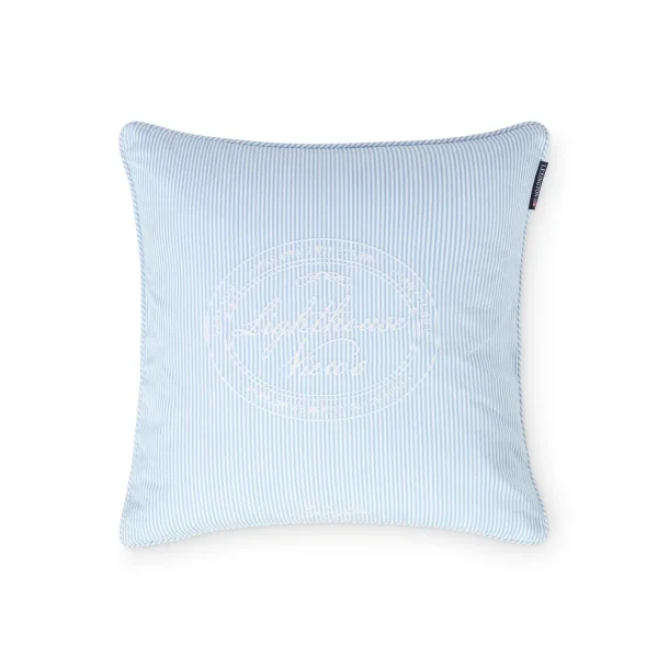 Lexington Striped Organic Cotton Pude-betr�k, Bl�/Hvid