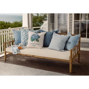 Lexington Striped Organic Cotton Pude-betr�k, Bl�/Hvid