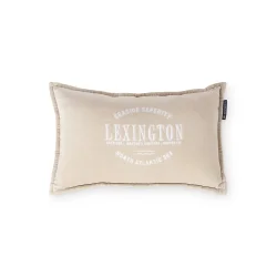 Lexington Logo Pillow in Beige Organic Cotton Velvet
