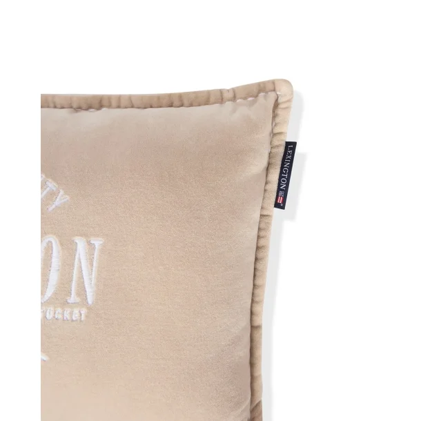 Lexington Logo Pillow in Beige Organic Cotton Velvet