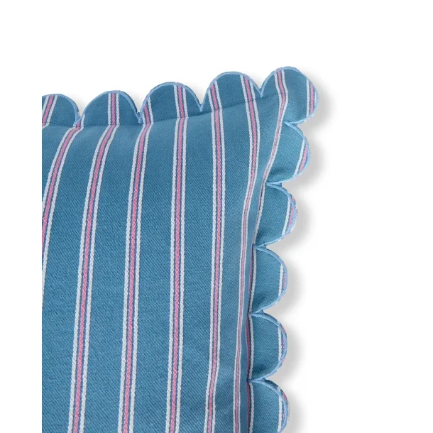 Lexington Striped Organic Cotton Scallop Wing Pude-betr�k, Bl�