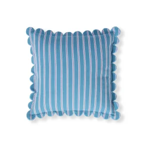 Lexington Striped Organic Cotton Scallop Wing Pude-betr�k, Bl�
