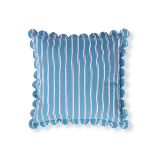 Lexington Striped Organic Cotton Scallop Wing Pude-betr�k, Bl�