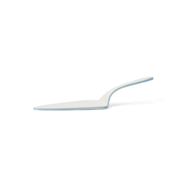Lexington Wavy Cake Server in Stoneware, White/Blue
