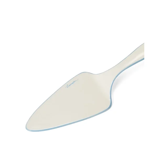 Lexington Wavy Cake Server in Stoneware, White/Blue