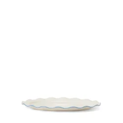 Lexington Wavy Oval Platter in Stoneware, white/blue