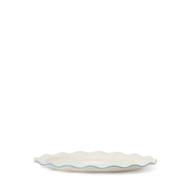Lexington Wavy Oval Platter in Stoneware, white/blue