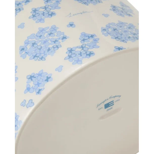 Lexington Floral Pot with Handles in Stoneware, White/blue
