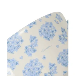 Lexington Floral Pot with Handles in Stoneware, White/blue