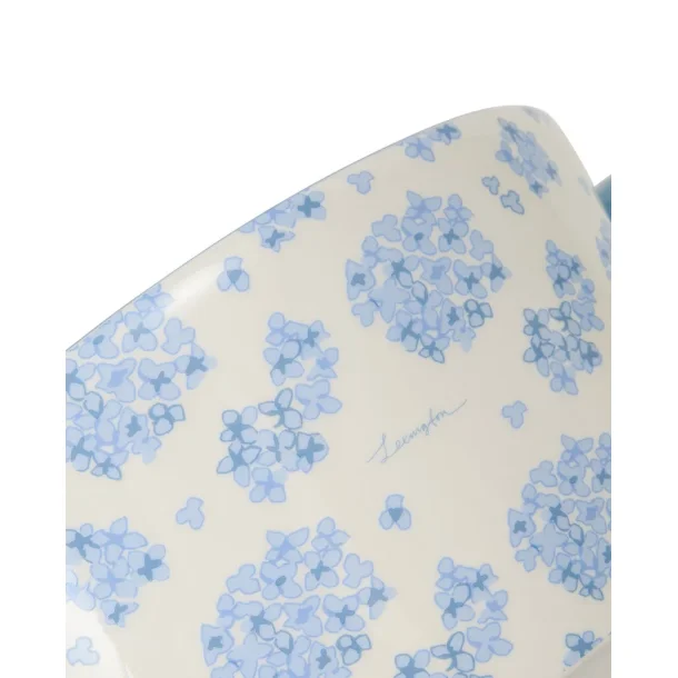 Lexington Floral Pot with Handles in Stoneware, White/blue