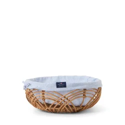 Lexington Wavy Rattan Basket with Liner, Blue/white