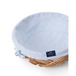 Lexington Wavy Rattan Basket with Liner, Blue/white