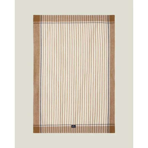 Lexington Striped Cotton/Linen Kitchen Towel, Fudge/White