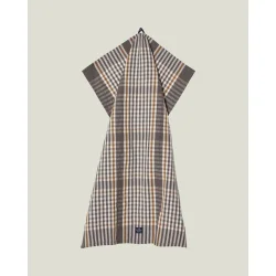 Lexington Checked Linen/Cotton Kitchen Towel, Gray/White