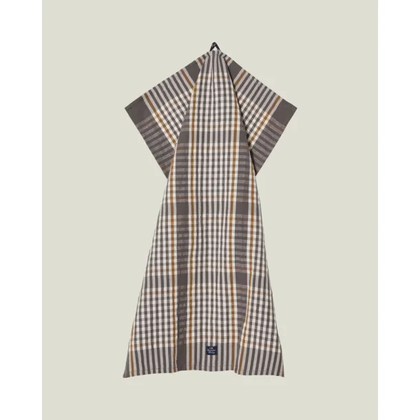 Lexington Checked Linen/Cotton Kitchen Towel, Gray/White