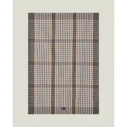 Lexington Checked Linen/Cotton Kitchen Towel, Gray/White