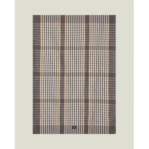 Lexington Checked Linen/Cotton Kitchen Towel, Gray/White