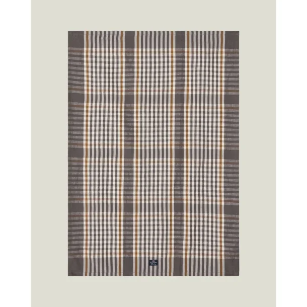 Lexington Checked Linen/Cotton Kitchen Towel, Gray/White