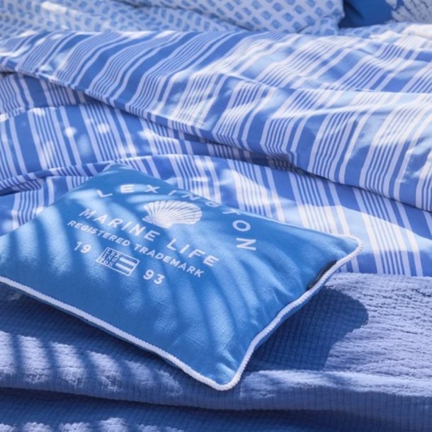Lexington Senges�t i bomuldspoplin med hvide og bl� striber, 140 x 200 cm