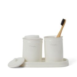 Lexington Icons Porcelain Toothbrush Mug, Beige