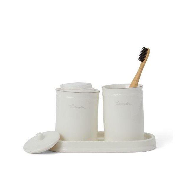 Lexington Icons Porcelain Toothbrush Mug, Beige