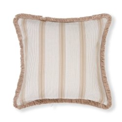 Lexington Striped organic cotton fringe pudebetr�k, beige/white