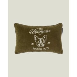 Lexington Boston Club Organic Cotton Velvet Pillow, Olive