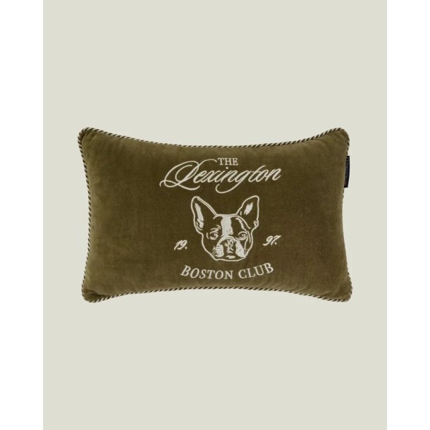 Lexington Boston Club Organic Cotton Velvet Pillow, Olive