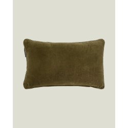 Lexington Boston Club Organic Cotton Velvet Pillow, Olive