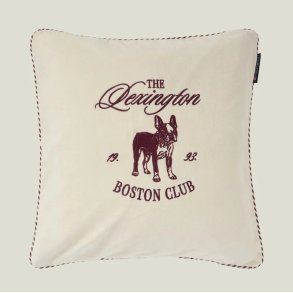 Lexington Boston Club Organic Cotton Velvet Pillow Cover, Beige/Fig