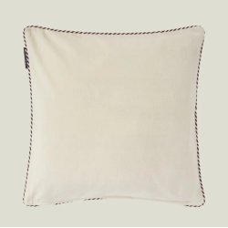 Lexington Boston Club Organic Cotton Velvet Pillow Cover, Beige/Fig