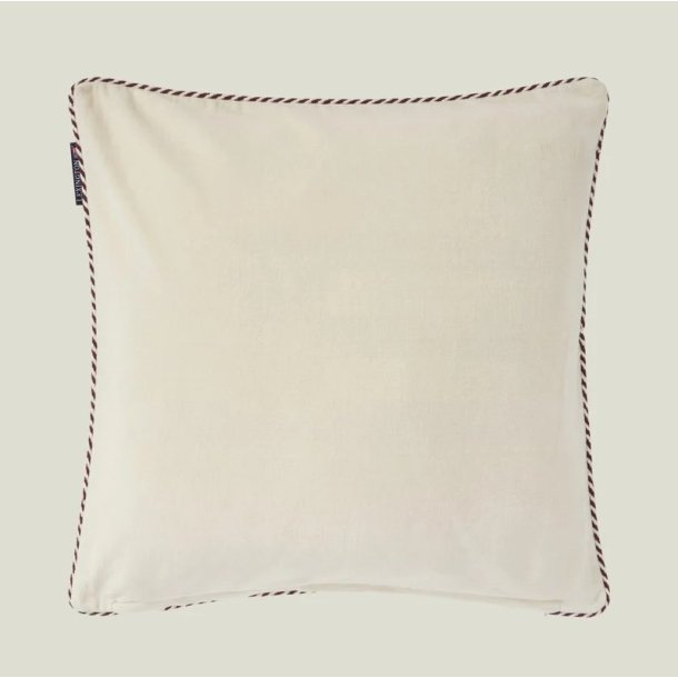Lexington Boston Club Organic Cotton Velvet Pillow Cover, Beige/Fig