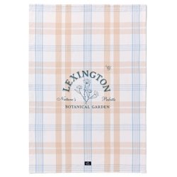 Lexington Botanical Checked Organic Cotton Kitchen Towel, hvid/beige/bl�