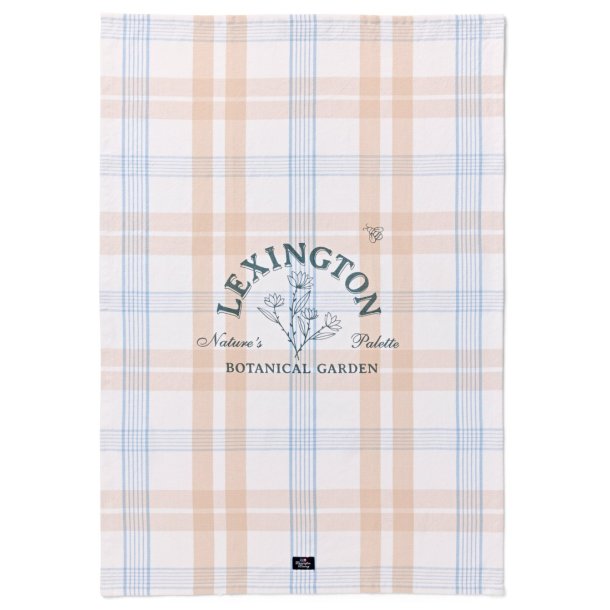 Lexington Botanical Checked Organic Cotton Kitchen Towel, hvid/beige/bl�
