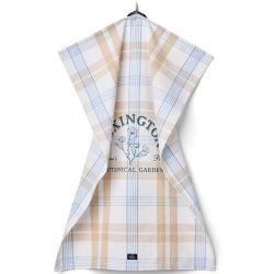 Lexington Botanical Checked Organic Cotton Kitchen Towel, hvid/beige/bl�