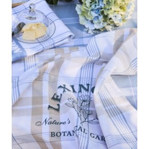Lexington Botanical Checked Organic Cotton Kitchen Towel, hvid/beige/bl�