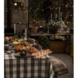 Lexington Checked Linen/Cotton Tablecloth, 150 x 350 cm