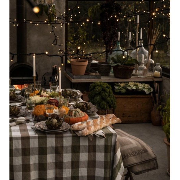 Lexington Checked Linen/Cotton Tablecloth, 150 x 350 cm