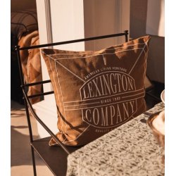 Lexington Logo Washed Organic Cotton Pillow Cover, Fudge