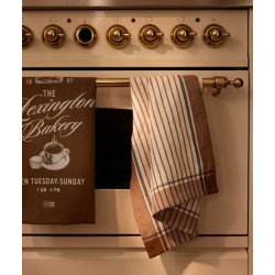 Lexington Striped Cotton/Linen Kitchen Towel, Fudge/White