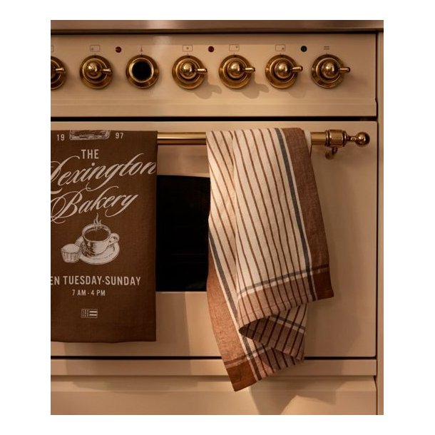 Lexington Striped Cotton/Linen Kitchen Towel, Fudge/White
