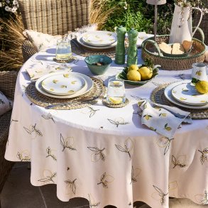 Sophie Allport Lemons Embroidered Round Tablecloth