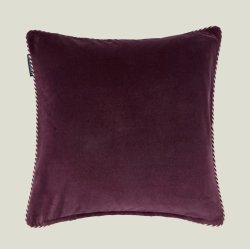 Lexington Library Organic Cotton Velvet Pillow Cover, Fig/Beige