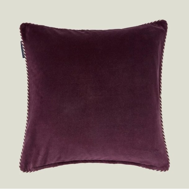 Lexington Library Organic Cotton Velvet Pillow Cover, Fig/Beige