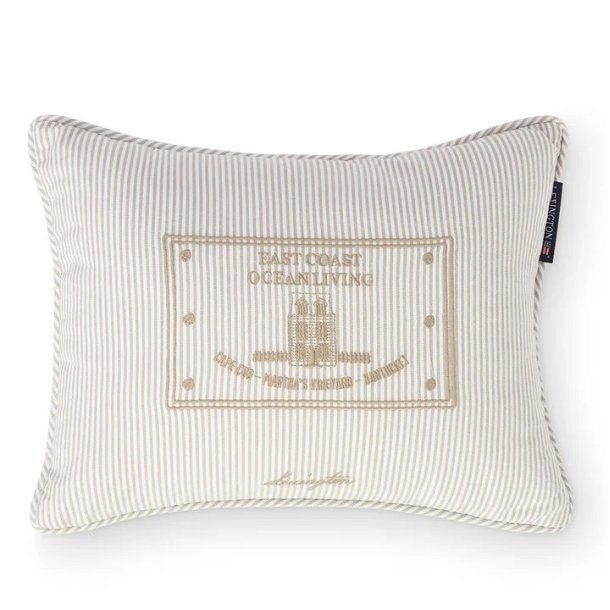 Lexington Striped Beige Organic Cotton Pude