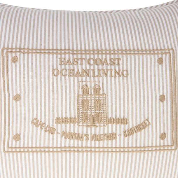 Lexington Striped Beige Organic Cotton Pude