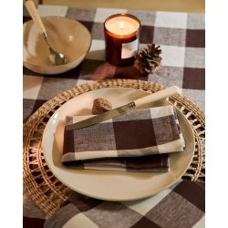 Sophie Allport Chocolate Brown Gingham Linen Napkins (Set of 4)